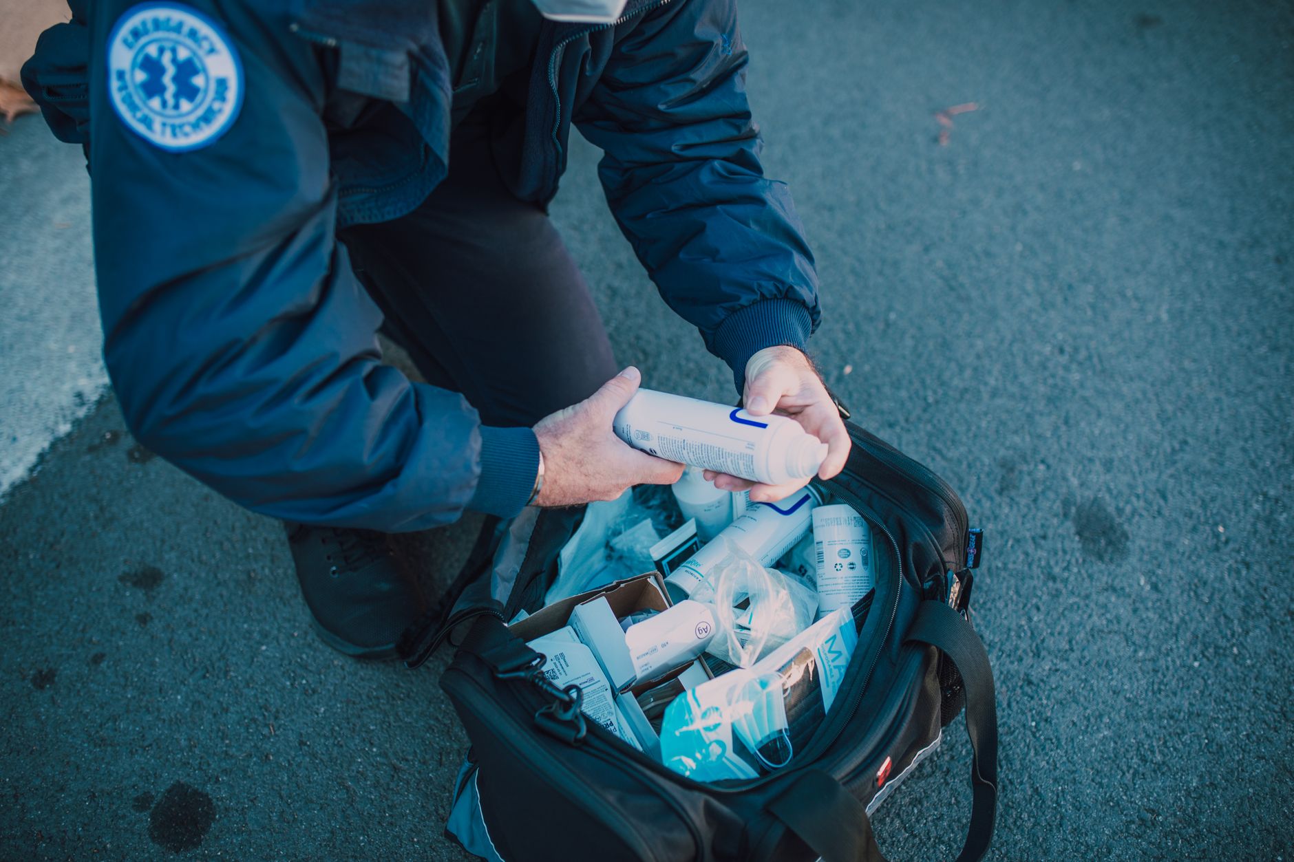 A family emergency kit with gravity filter, stove, and freeze-dried meals